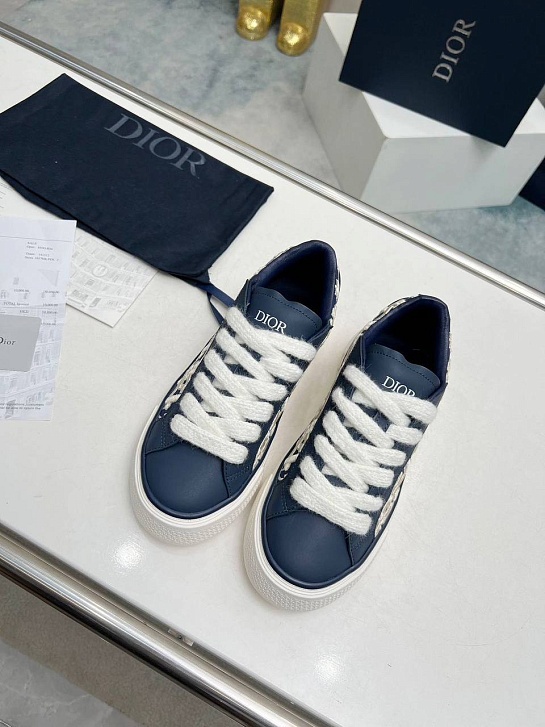 Женские комбинированные кроссовки Dior синего цвета