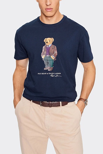 Мужская тёмно-синяя футболка Polo Ralph Lauren "Bear"   