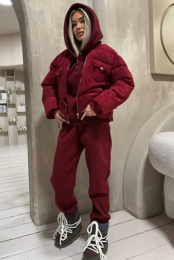 Женский бордовый костюм тройка MIU MIU   