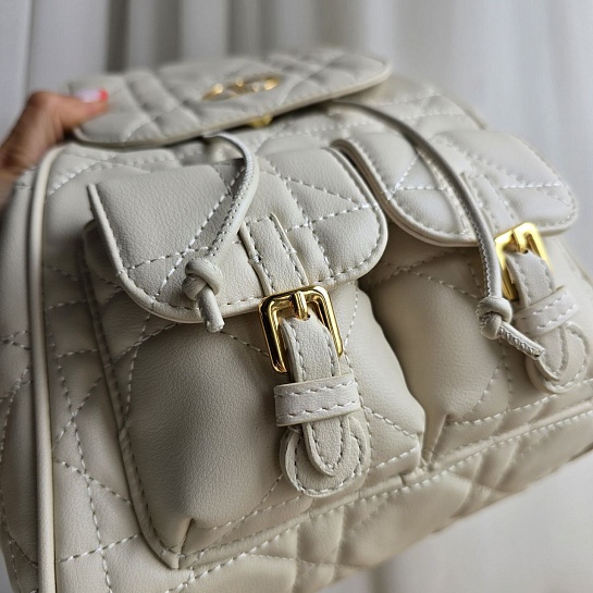 Кожаный рюкзак Dior Caro 26x25 см - White