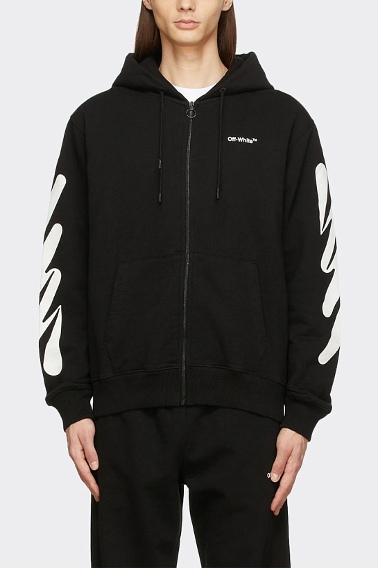 Чёрная оверсайз кофта Off-White Wave diag print