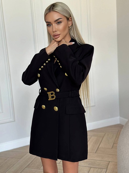 Женское платье-пиджак Balmain чёрного цвета
