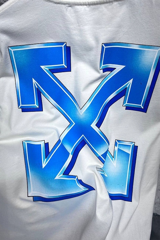 Белая оверсайз футболка Off-White Blue Metal Arrows