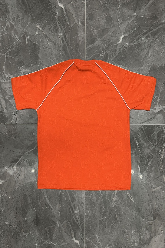 Оранжевая оверсайз футболка Gucci logo all-over embossed