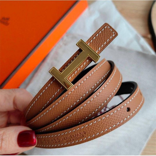 Кожаный ремень Hermes (длина 80 / 85 см)