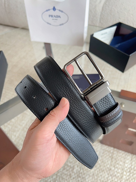 Двусторонний кожаный ремень Prada premium