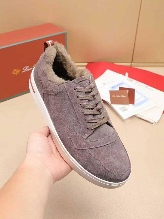 Кроссовки с мехом Loro Piana Newport Walk - Beige