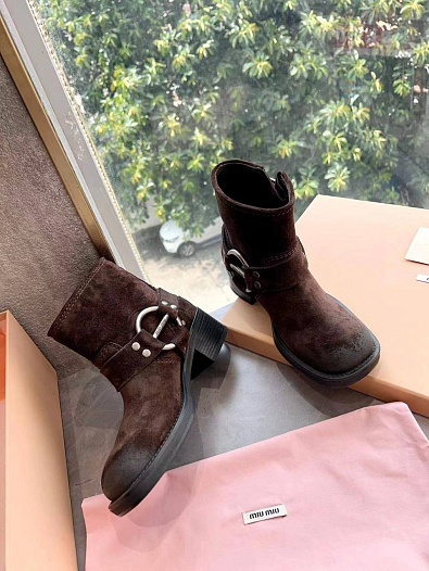 Женские замшевые ботинки MIU MIU Ankle Premium   