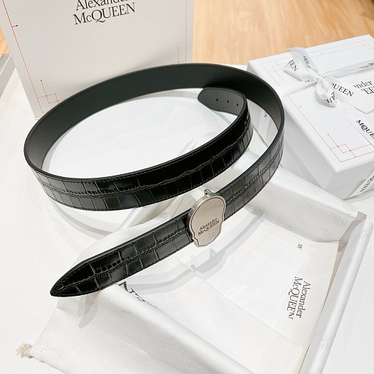 Кожаный ремень Alexander McQueen Skull Premium (ширина 3.5 см)   