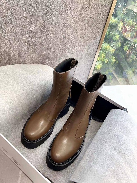 Женские коричневые кожаные ботинки Celine Premium