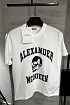 Мужская белая футболка Alexander McQueen Skull black logo-print
