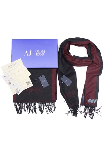 Мужской чёрный шарф Armani Jeans 185x35 см   