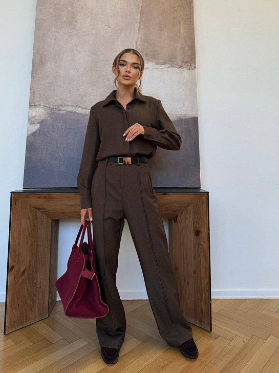 Женский костюм Loro Piana premium коричневого цвета