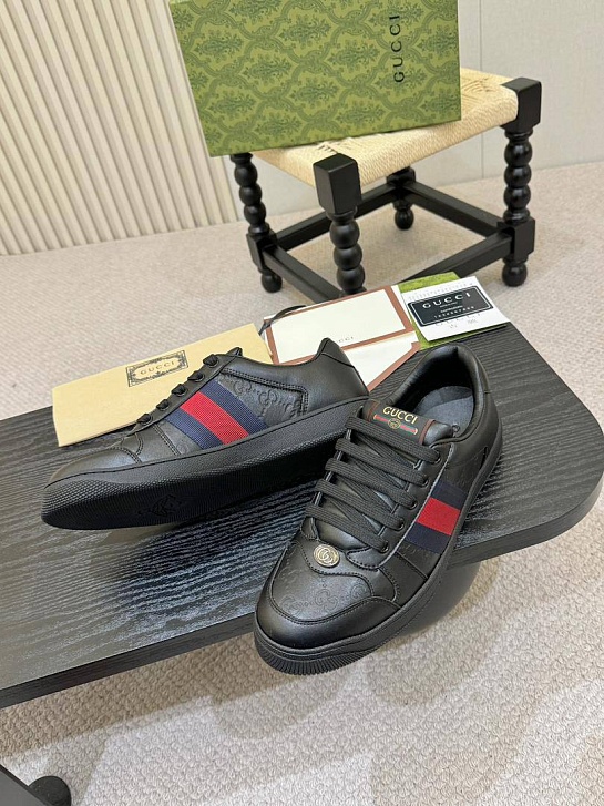Кожаные кроссовки Gucci GG Screener - Black