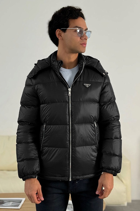 Мужской пуховик Prada logo-plaque - Black
