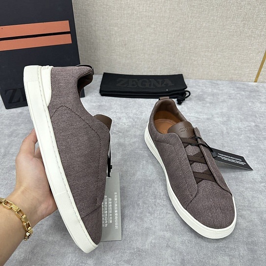 Мужские кроссовки Ermenegildo Zegna Triple Stitch Canvas - Brown