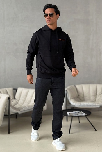 Мужское худи Burberry TB Monogram logo-embroidered - Black / Red   