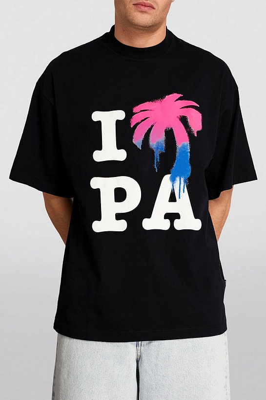 Мужская чёрная футболка Palm Angels I LOVE PA