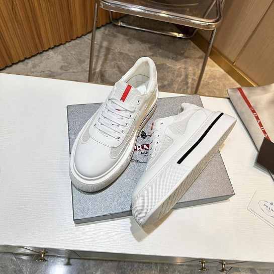 Комбинированные кроссовки Prada logo-stripe - White