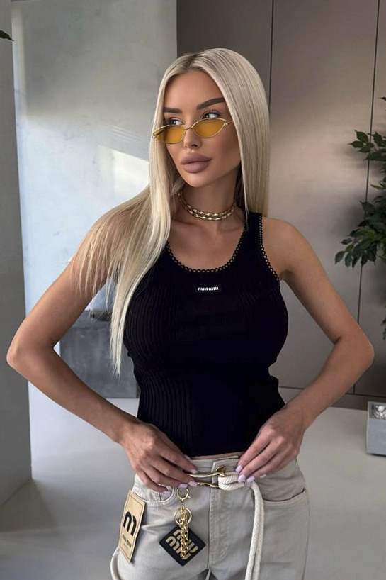 Женская чёрная майка MIU MIU premium