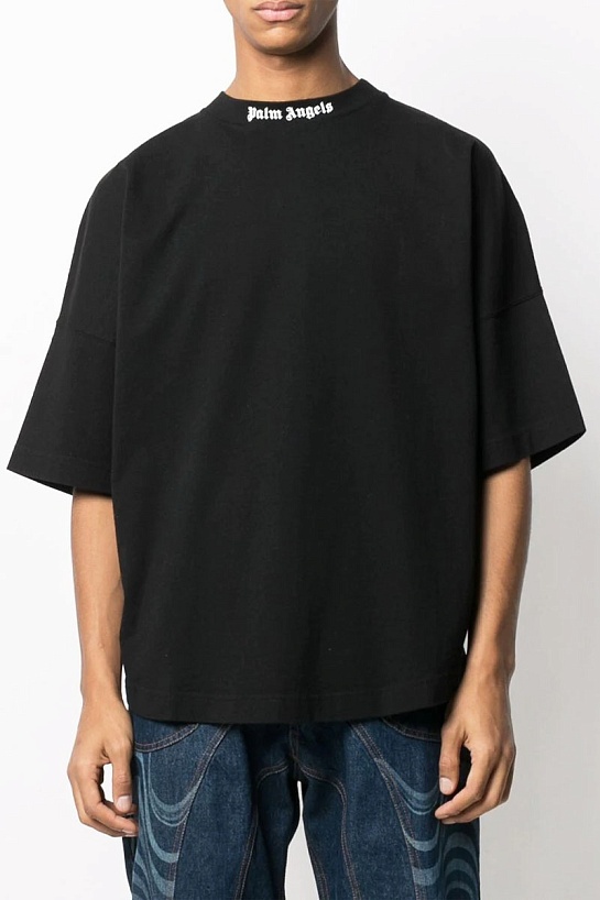 Черная оверсайз футболка Palm Angels logo-print