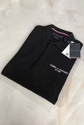 Чёрное мужское поло Tommy Hilfiger est.1985   