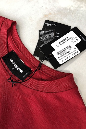 Красная оверсайз футболка Dsquared2 Squat   