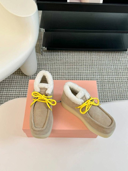 Женские замшевые лоферы с мехом MIU MIU premium