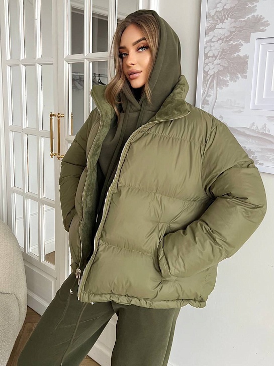 Женский костюм тройка на флисе Loewe Premium - Green