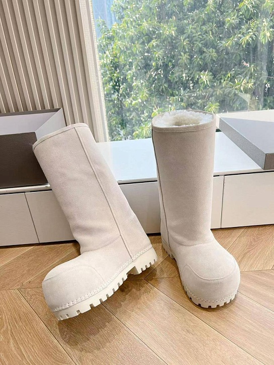 Женские ботинки Balenciaga Alaska Fur High Boot premium - White
