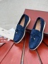 Женские замшевые лоферы Loro Piana Open Walk - Navy