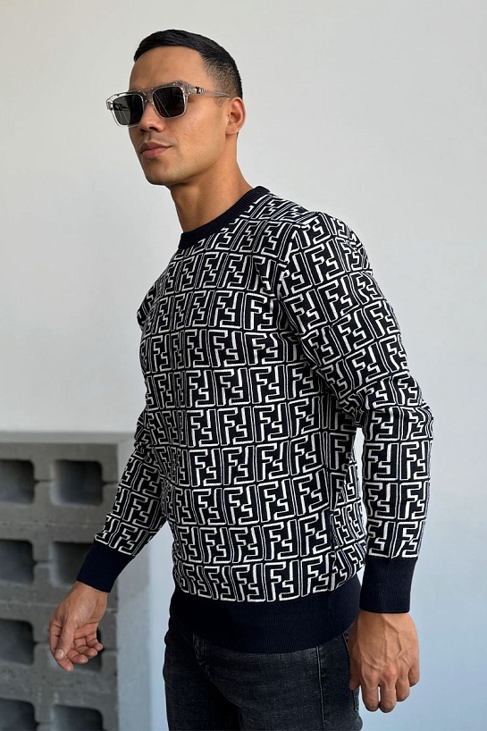 Тёмно-синий джемпер Fendi FF Monogram