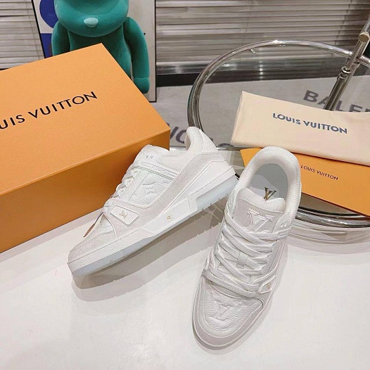 Женские кожаные кроссовки Louis Vuitton Trainer Monogram - White   