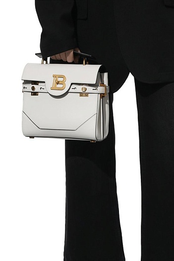 Женская кожаная сумка Balmain B-Buzz 23x21x11 см - White   