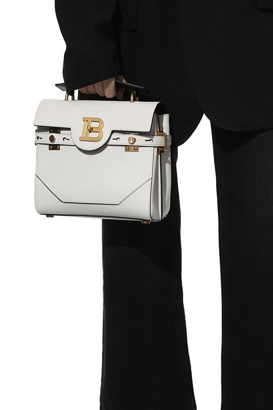 Женская кожаная сумка Balmain B-Buzz 23x21x11 см - White
