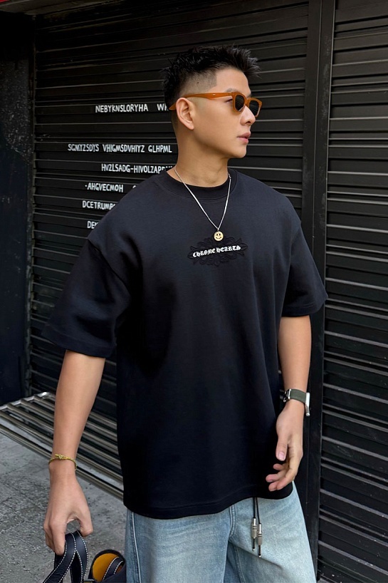 Тёмно-серая оверсайз футболка Chrome Hearts Premium