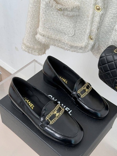 Женские кожаные лоферы Chanel premium   