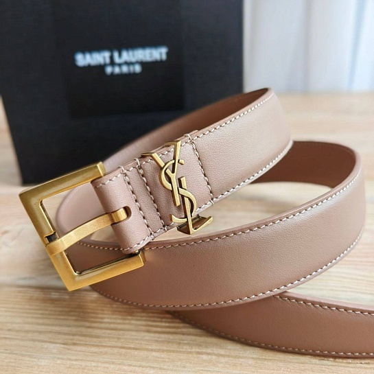 Кожаный ремень Yves Saint Laurent (ширина 3 см)