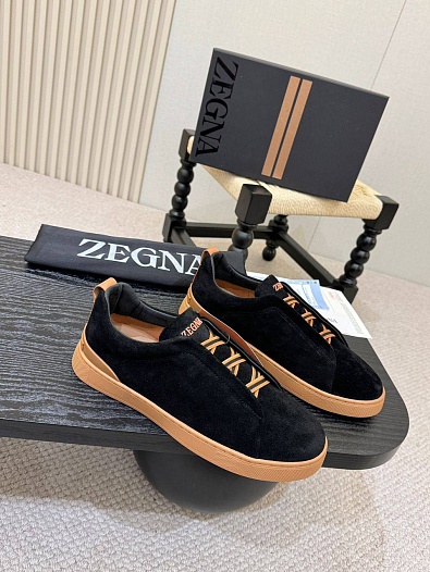 Замшевые кроссовки Ermenegildo Zegna Triple Stitch - Black   