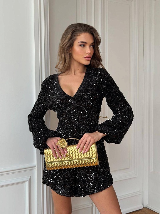 Женский костюм в пайетках с открытой спинкой MIU MIU