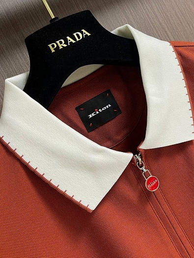 Мужское поло коричневого цвета Kiton premium   