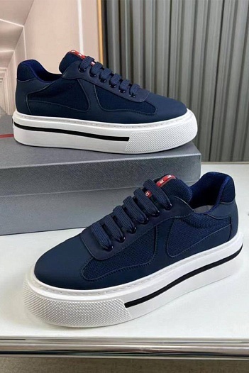Комбинированные кроссовки Prada logo-stripe - Navy   