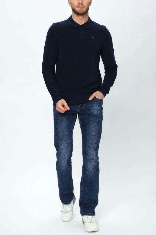 Тёмно-синее поло с длинным рукавом Tommy Hilfiger