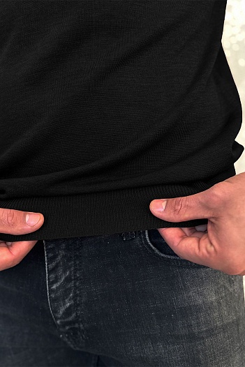 Чёрное поло с длинным рукавом Stefano Ricci zip-up   