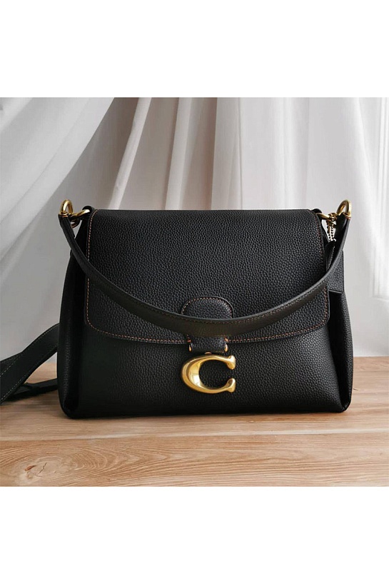 Кожаная сумка чёрного цвета Coach May 31x23 см