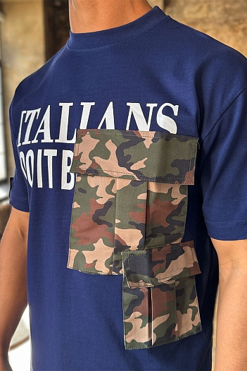 Синяя оверсайз футболка Dolce&Gabbana Italians Do It Better   