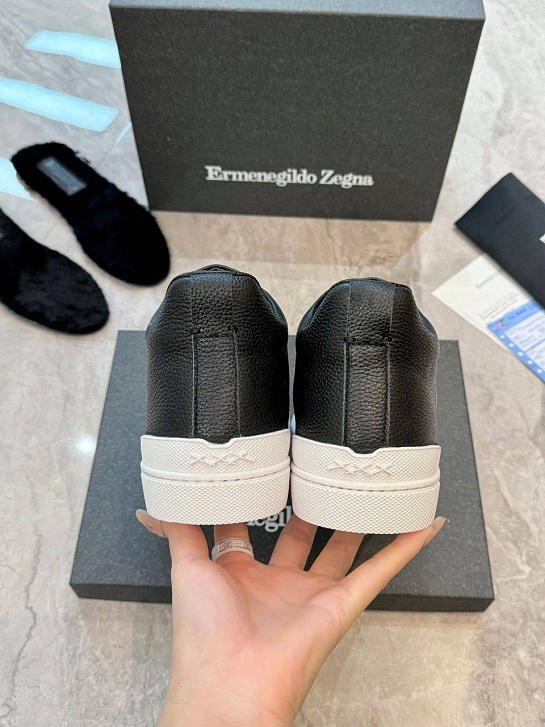 Кроссовки с мехом Ermenegildo Zegna Triple Stitch - Black