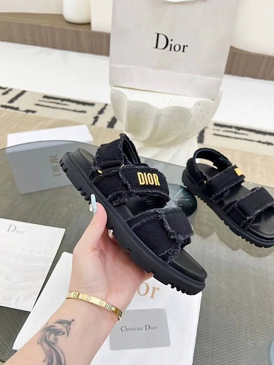 Женские сандалии Dior Dioract чёрного цвета   