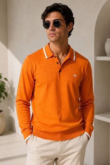 Поло с длинным рукавом Etro Pegaso logo - Orange   