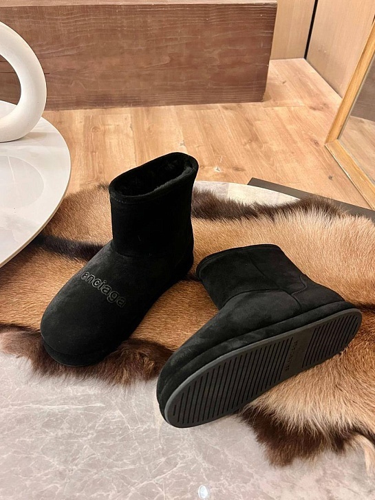 Женские ботинки с мехом Balenciaga Alaska premium - Black